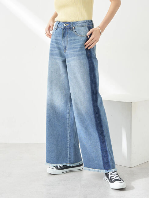 earth music&ecology「サイドラインデニムパンツ」|デニム|Medium Indigo