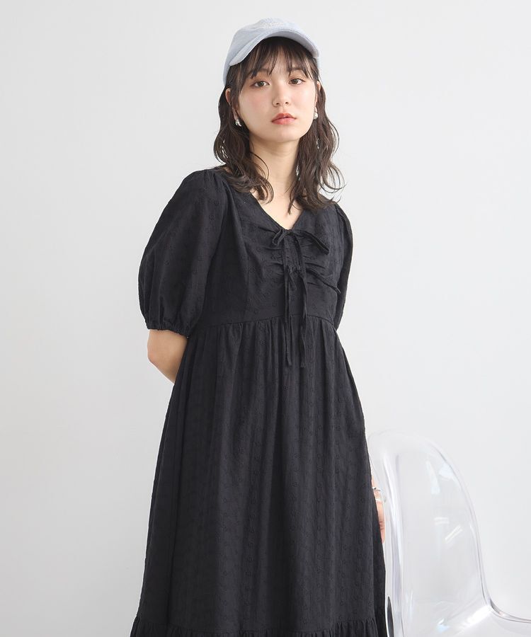 earth music&ecology「花柄刺繍フレアワンピース」|ワンピース|