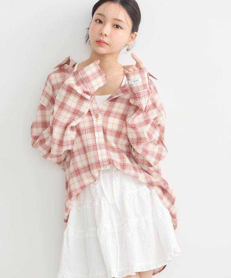 earth music&ecology「アソートオーバーシャツ」|シャツ・ブラウス|Check RED