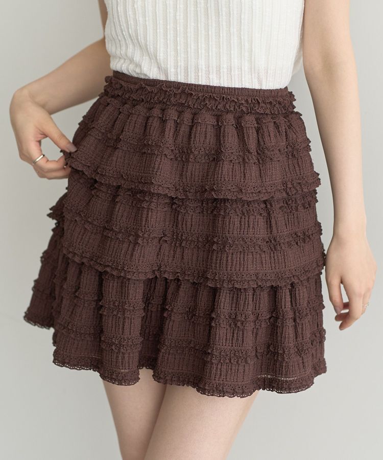 earth music&ecology「フリフリミニスカート」|スカート|Brown