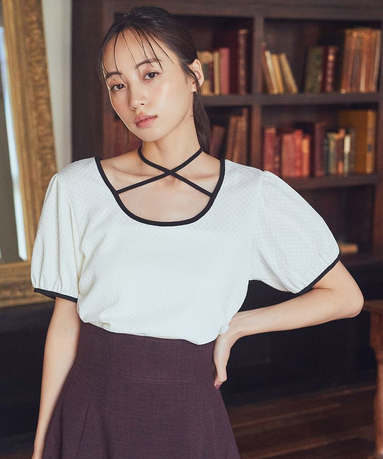 earth music&ecology「マルチウェイ配色リボンカットプルオーバー」|Tシャツ・カットソー|Ivory