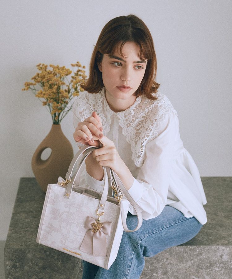 Maison de FLEUR「フラワーガーデンプリント2Wayスクエアトート」|トートバッグ|ピンク