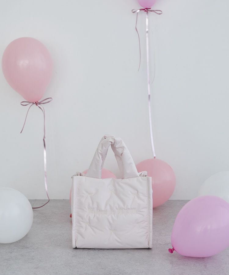 Maison de FLEUR「リボン刺繍パファー2Wayトートバッグ」|トートバッグ|ピンク