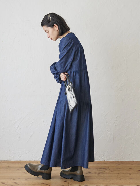  「ティアードデニムロングワンピース」|ワンピース|