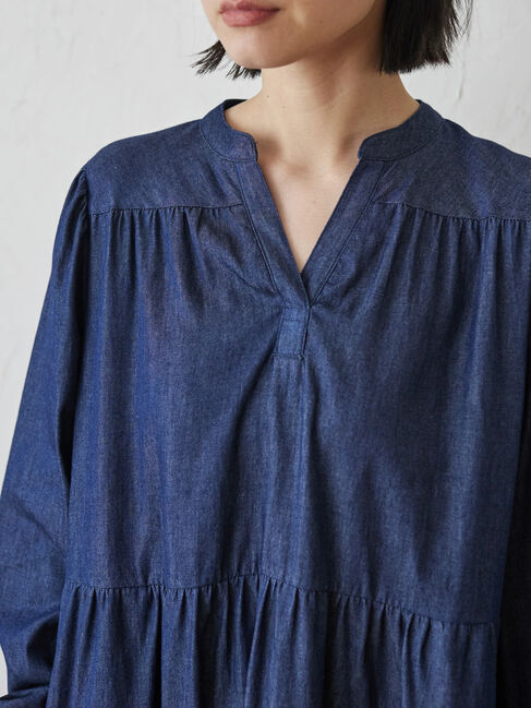  「ティアードデニムロングワンピース」|ワンピース|