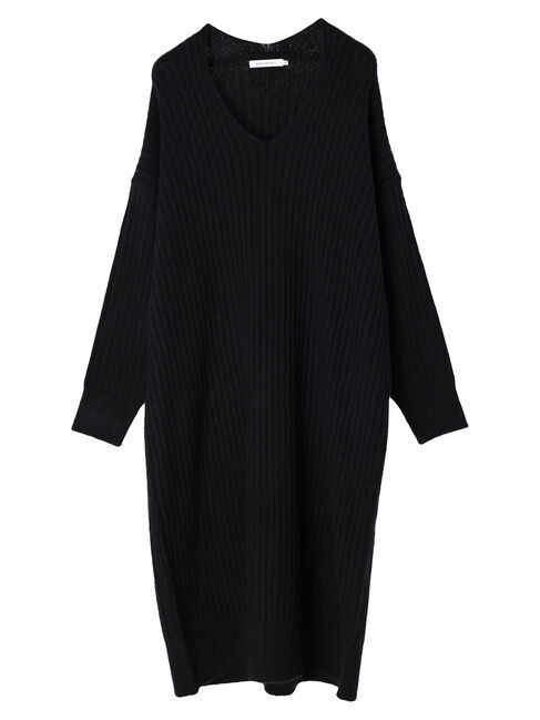  「抜け衿Vネックワイドリブワンピース」|ワンピース|