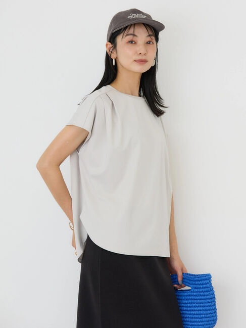 AMERICAN HOLIC「接触冷感フレンチスリーブタックポンチプルオーバー」|Tシャツ・カットソー|Light Gray