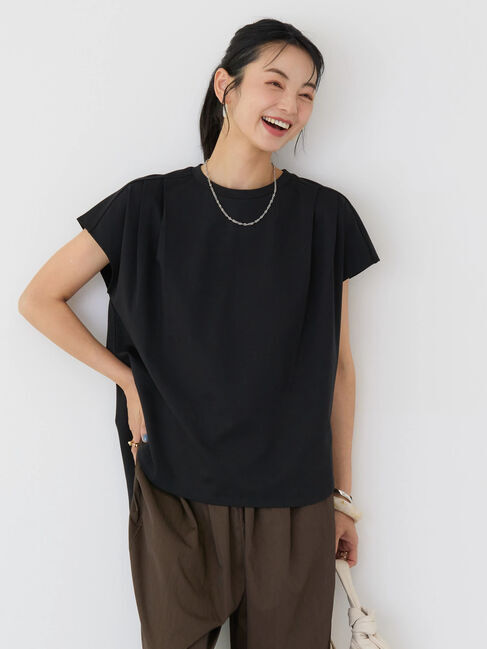 AMERICAN HOLIC「接触冷感フレンチスリーブタックポンチプルオーバー」|Tシャツ・カットソー|Black