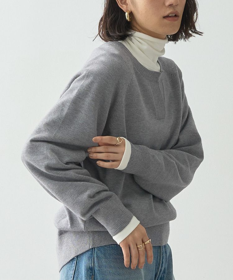 AMERICAN HOLIC「バイパチカフタンネックラグランニットプルオーバー」|ニット・セーター|Gray Mixture