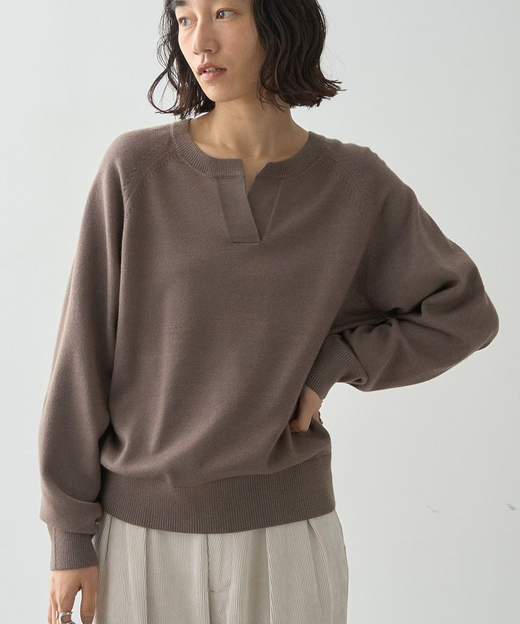 AMERICAN HOLIC「バイパチカフタンネックラグランニットプルオーバー」|ニット・セーター|Mocha