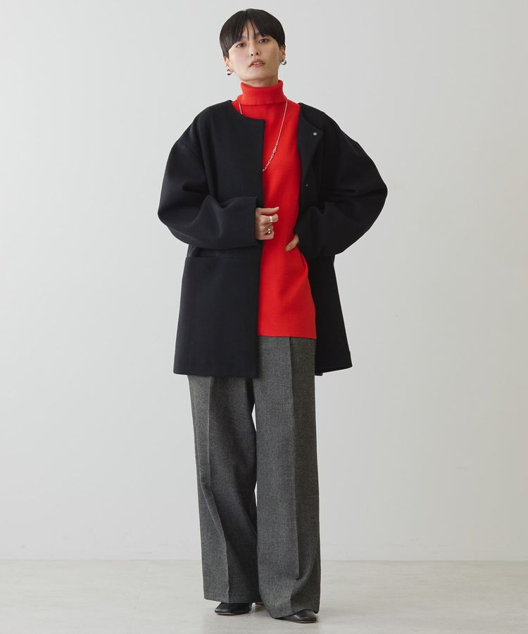 AMERICAN HOLIC「中空FIBERロングノーカラーコート【軽量アウター】」|ノーカラーコート|