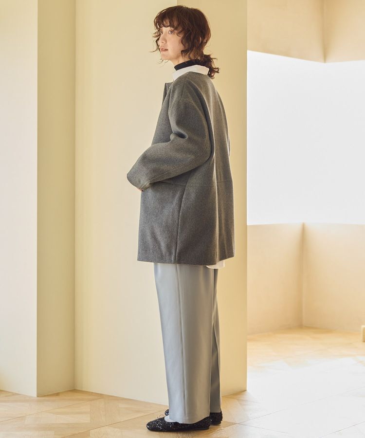 AMERICAN HOLIC「中空FIBERロングノーカラーコート【軽量アウター】」|ノーカラーコート|