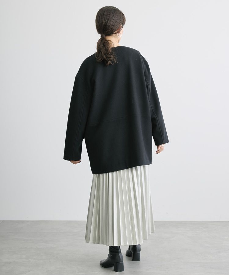 AMERICAN HOLIC「中空FIBERロングノーカラーコート【軽量アウター】」|ノーカラーコート|