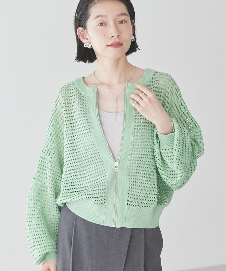 AMERICAN HOLIC「ジップアップメッシュニットカーディガン」|カーディガン|
