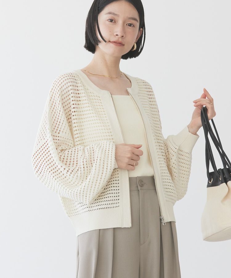AMERICAN HOLIC「ジップアップメッシュニットカーディガン」|カーディガン|