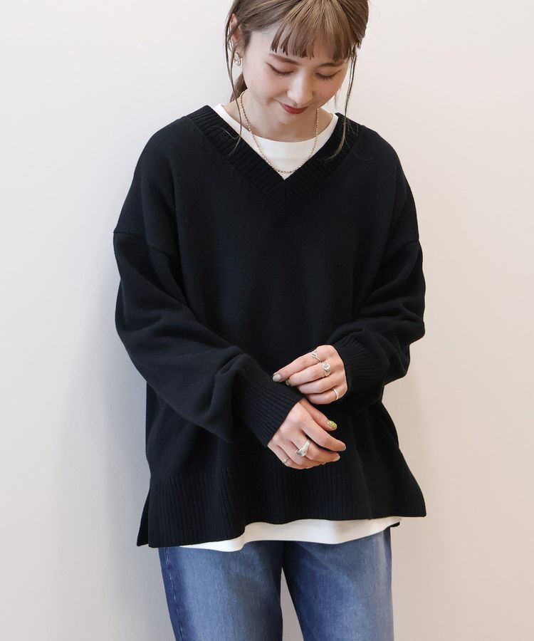 AMERICAN HOLIC「Vネックニットプルオーバー」|ニット・セーター|Black