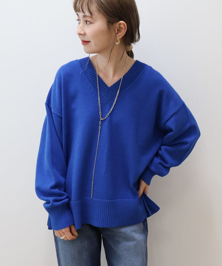 AMERICAN HOLIC「Vネックニットプルオーバー」|ニット・セーター|Blue