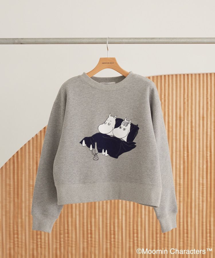 AMERICAN HOLIC「【WEB限定】Moomin フロッキープリント裏毛プルオーバー」|スウェット・ジャージ|