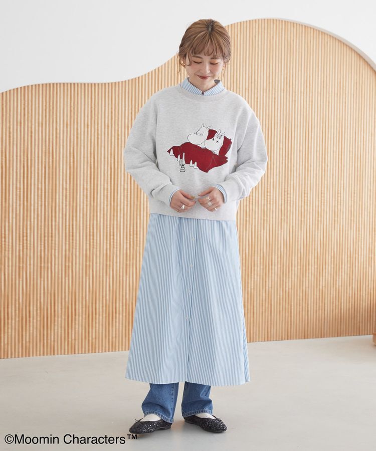 AMERICAN HOLIC「【WEB限定】Moomin フロッキープリント裏毛プルオーバー」|スウェット・ジャージ|