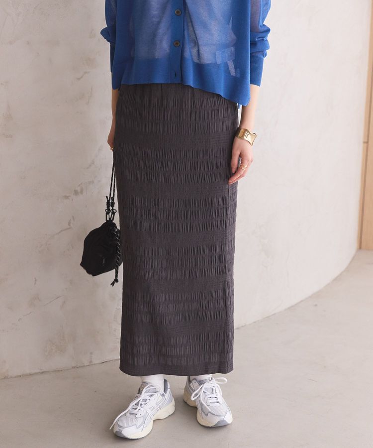 AMERICAN HOLIC「シャーリングタイトスカート」|タイト|Charcoal Gray