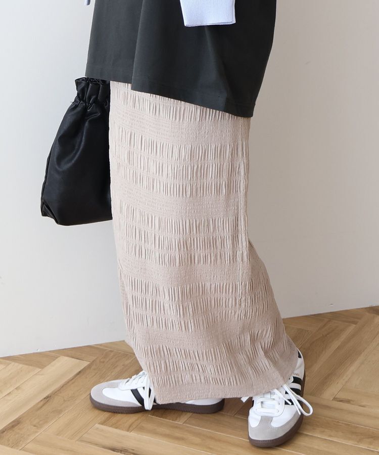 AMERICAN HOLIC「シャーリングタイトスカート」|タイト|Light beige