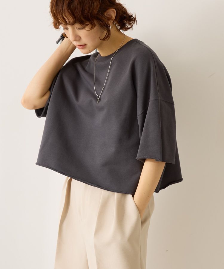 AMERICAN HOLIC「ミニ裏毛5分袖プルオーバー」|Tシャツ・カットソー|Charcoal Gray