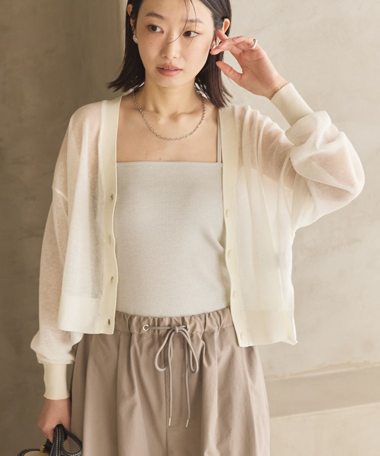 AMERICAN HOLIC「ウォッシャブルショート丈シアーカーディガン」|カーディガン|