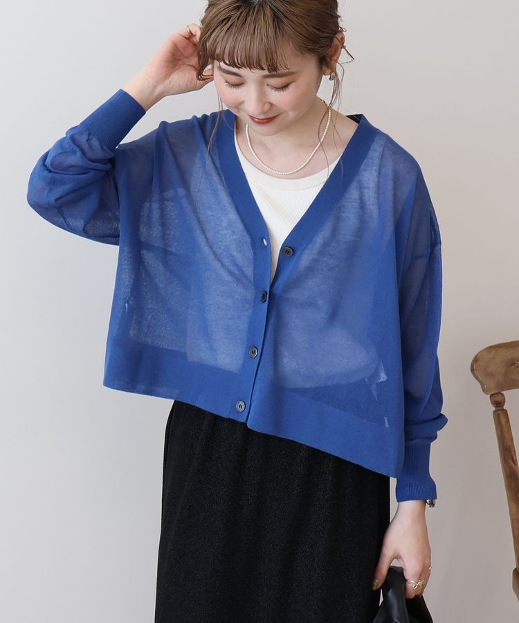 AMERICAN HOLIC「ウォッシャブルショート丈シアーカーディガン」|カーディガン|Deep blue