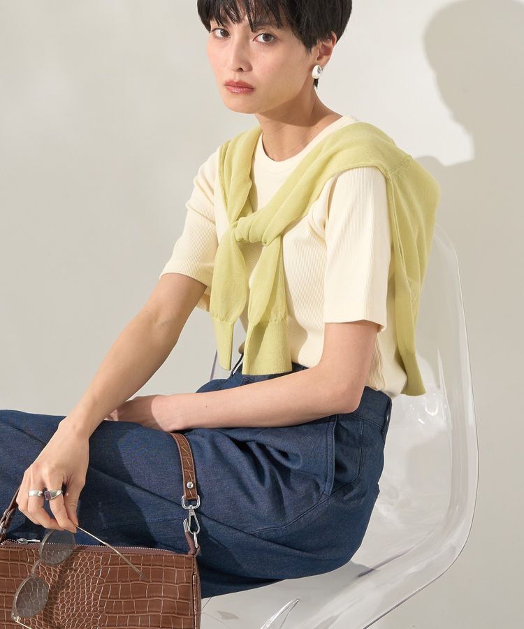 AMERICAN HOLIC「リブ5分袖トップス」|Tシャツ・カットソー|