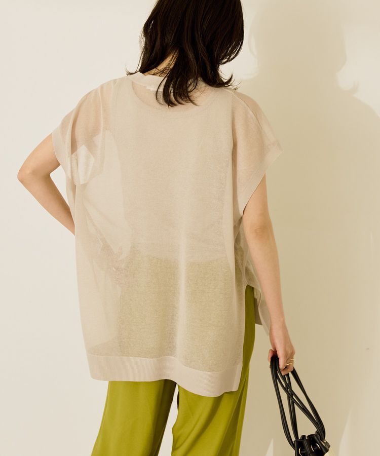 AMERICAN HOLIC「ウォッシャブルシアーニットフレンチスリーブトップス」|ニット・セーター|