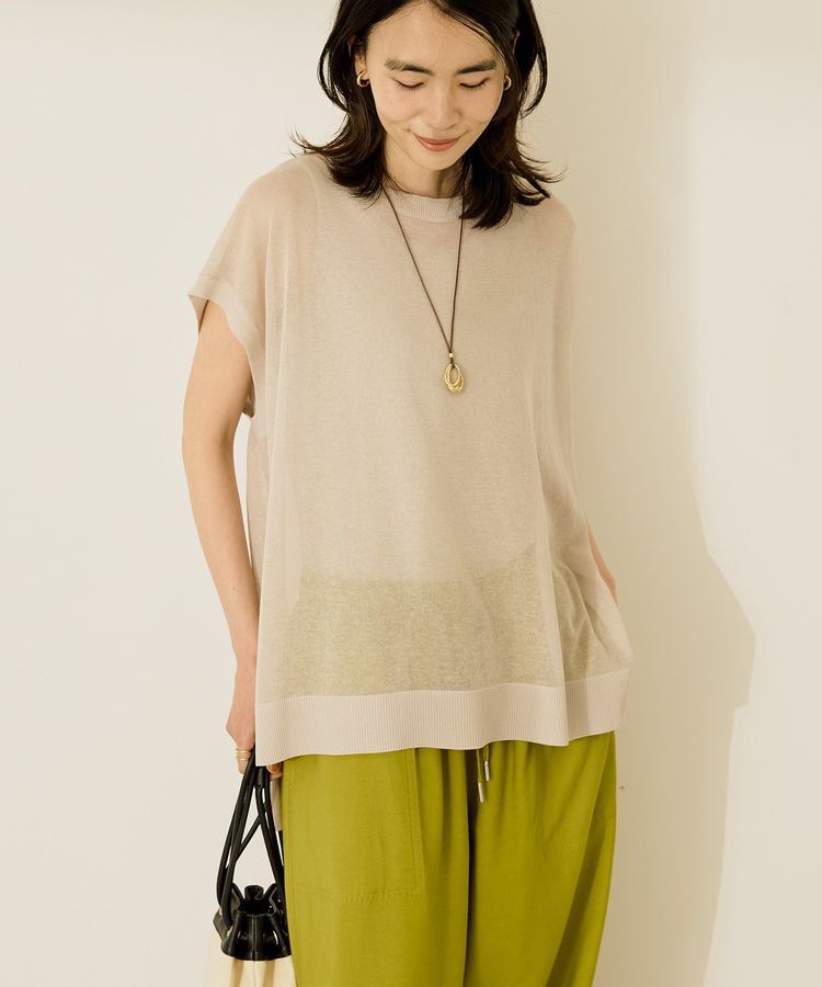 AMERICAN HOLIC「ウォッシャブルシアーニットフレンチスリーブトップス」|ニット・セーター|