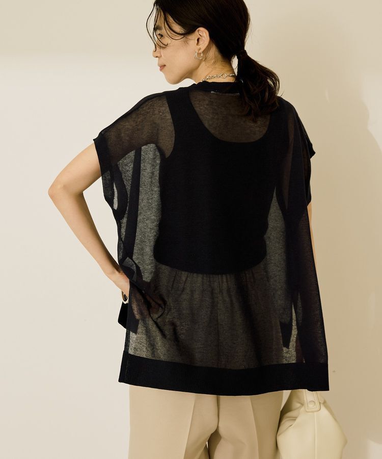 AMERICAN HOLIC「ウォッシャブルシアーニットフレンチスリーブトップス」|ニット・セーター|