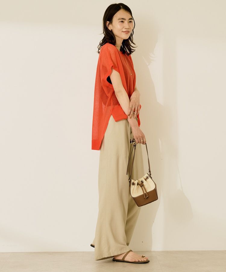 AMERICAN HOLIC「ウォッシャブルシアーニットフレンチスリーブトップス」|ニット・セーター|