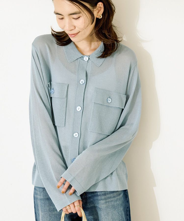AMERICAN HOLIC「シアー襟付きカーディガン」|カーディガン|Light Blue