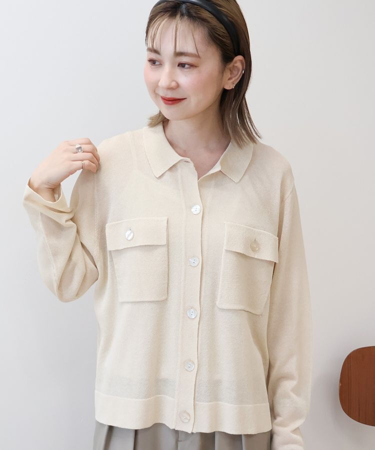 AMERICAN HOLIC「シアー襟付きカーディガン」|カーディガン|Ecru