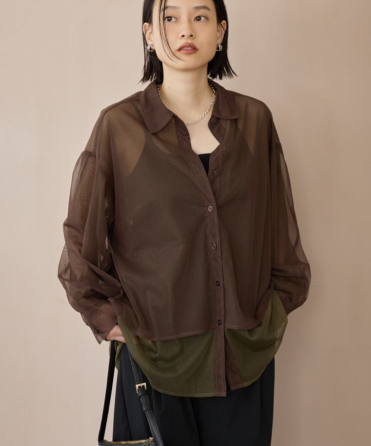 AMERICAN HOLIC「シアーレイヤード配色シャツ」|シャツ・ブラウス|Brown