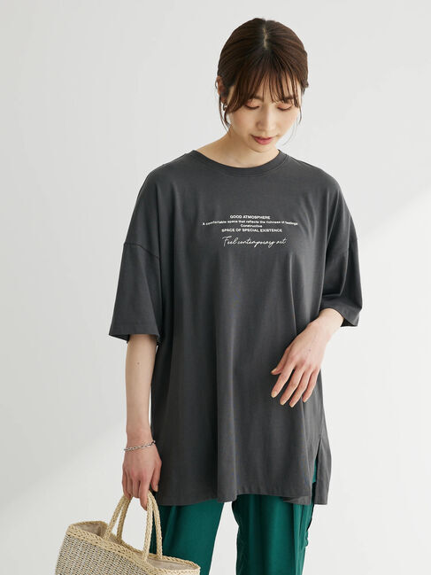 Green Parks「バックフォトプリント半袖チュニック」|チュニック|ダークグレー