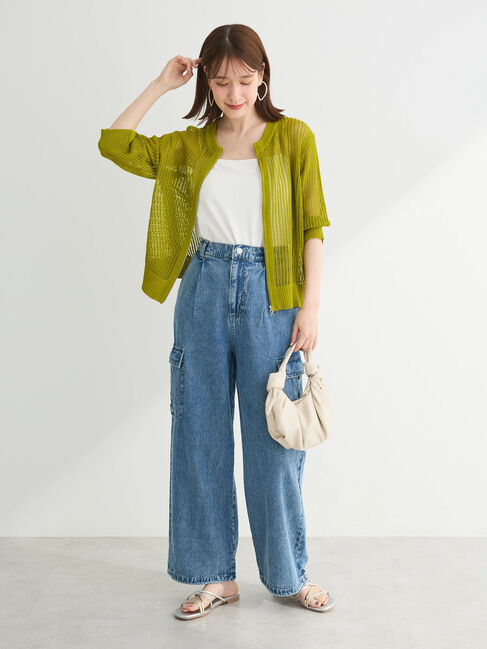 Green Parks「Zip付メッシュカーディガン」|カーディガン|