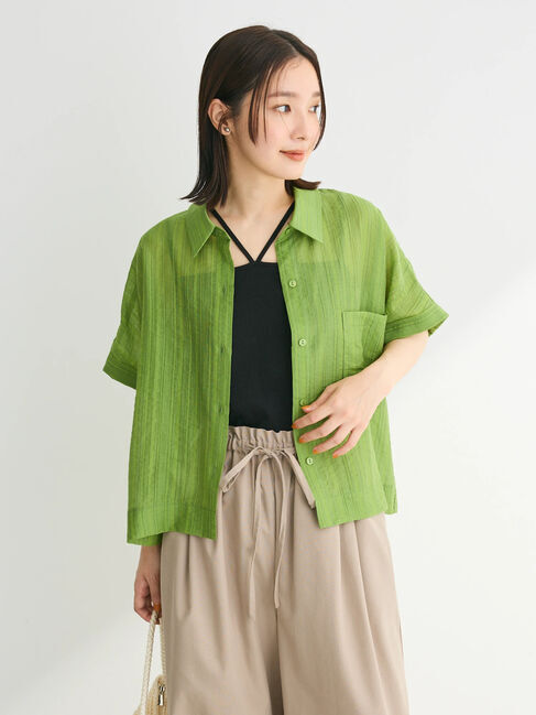 armonia「シアーストライプショート丈シャツ」|シャツ・ブラウス|