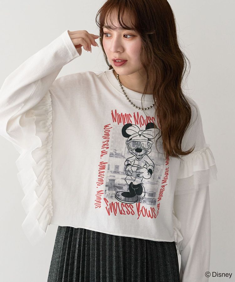 Green Parks「ミッキー＆フレンズ/袖フリルショート丈TEEⅡ」|Tシャツ・カットソー|Off White