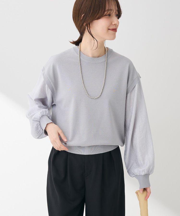 Green Parks「袖光沢ドッキングニットプルオーバー」|ニット・セーター|Gray