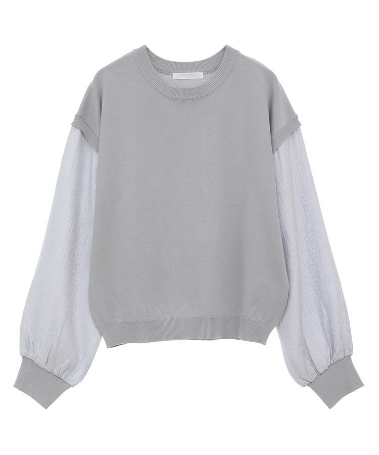 Green Parks「袖光沢ドッキングニットプルオーバー」|ニット・セーター|