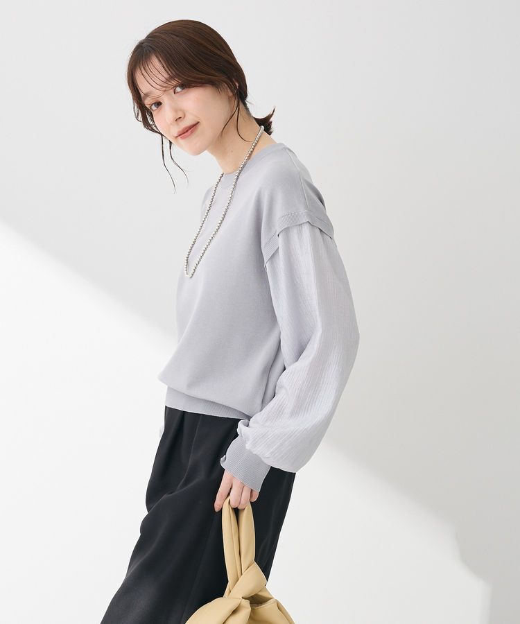 Green Parks「袖光沢ドッキングニットプルオーバー」|ニット・セーター|
