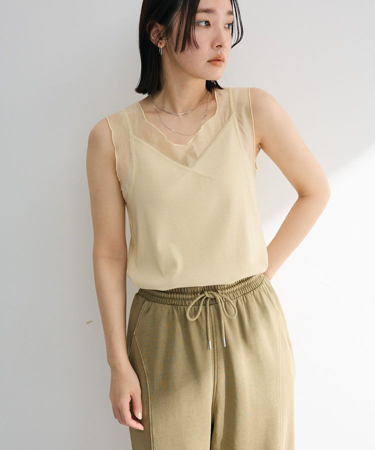 Green Parks「・SUGAR SPOON シアー切替タンクトップ」|インナー|Yellow