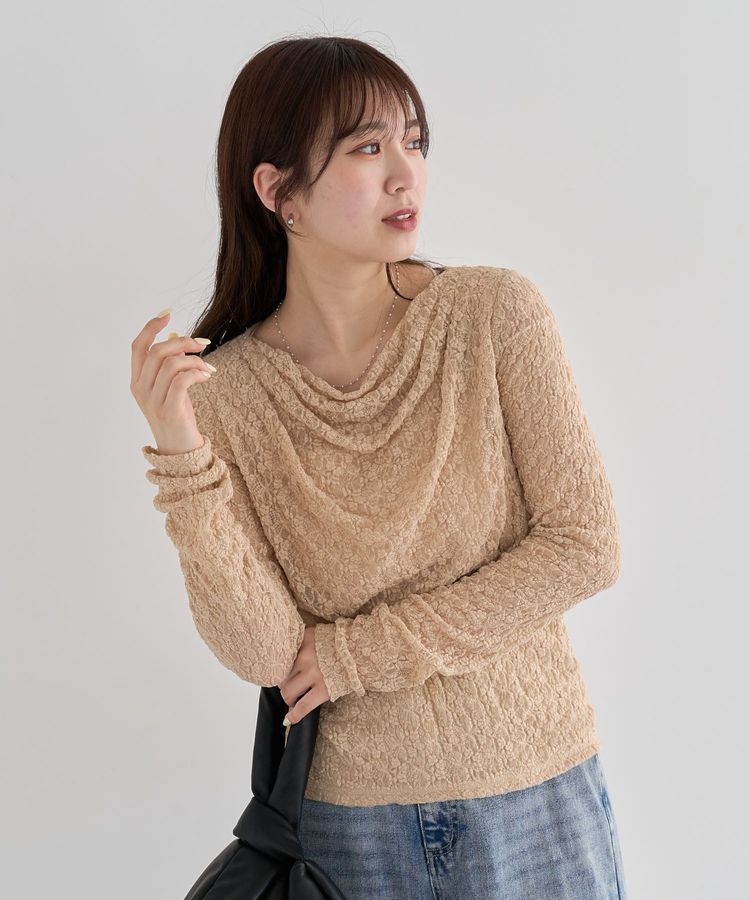 Green Parks「・SUGAR SPOON ドレープレースプルオーバー」|Tシャツ・カットソー|Beige