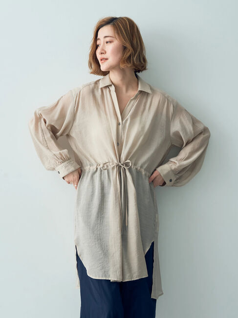 YECCA VECCA「シアー2way袖バルーンチュニック」|チュニック|