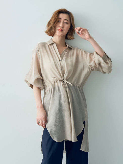 YECCA VECCA「シアー2way袖バルーンチュニック」|チュニック|