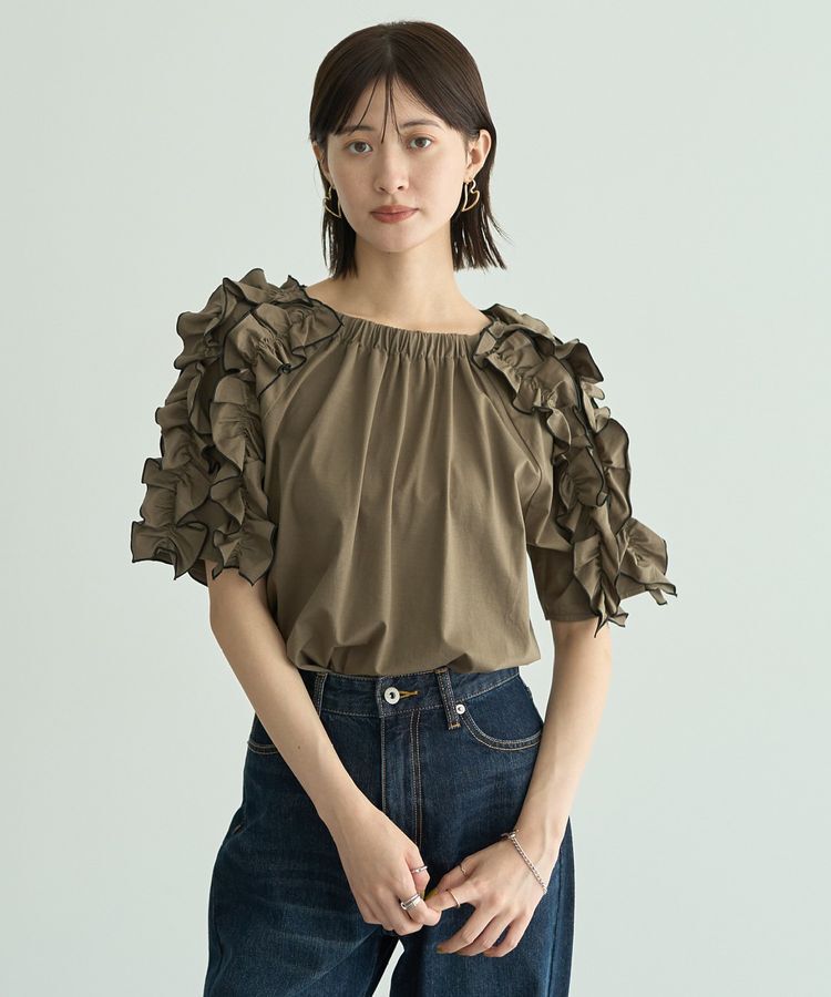 YECCA VECCA「【UVカット】フリルスリーブカットソー」|Tシャツ・カットソー|