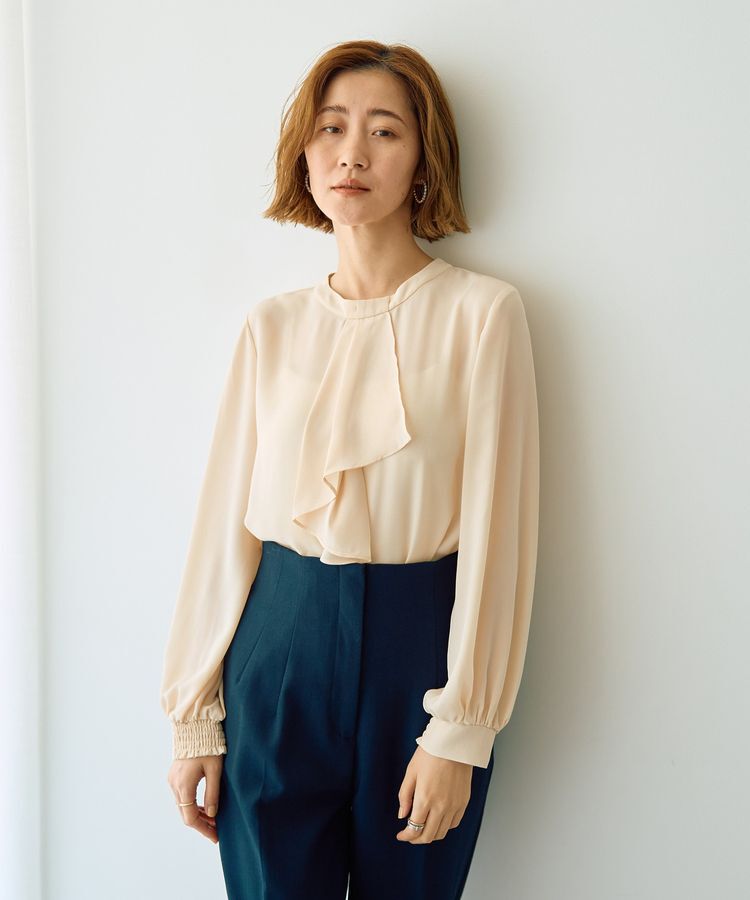 YECCA VECCA「パールブローチ付きボウタイブラウス」|シャツ・ブラウス|