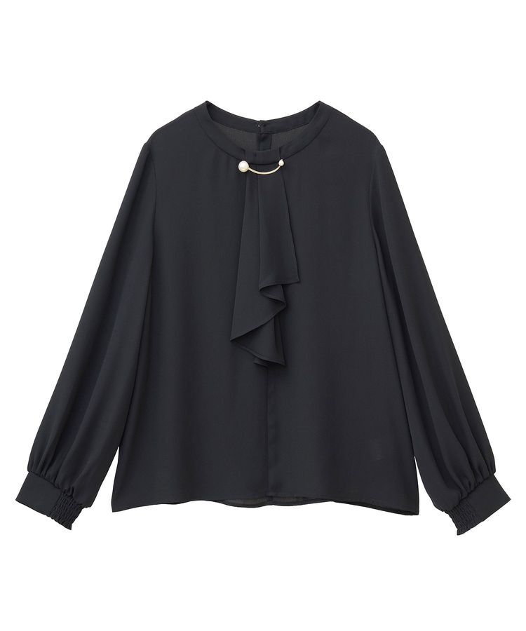 YECCA VECCA「パールブローチ付きボウタイブラウス」|シャツ・ブラウス|